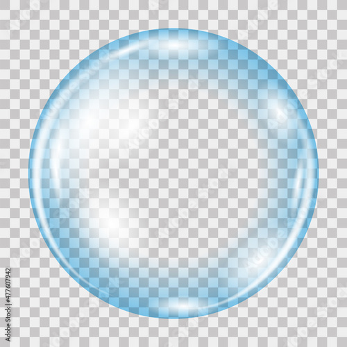 Transparent Circle Soap Bubble Icon on Grey Checkered Background