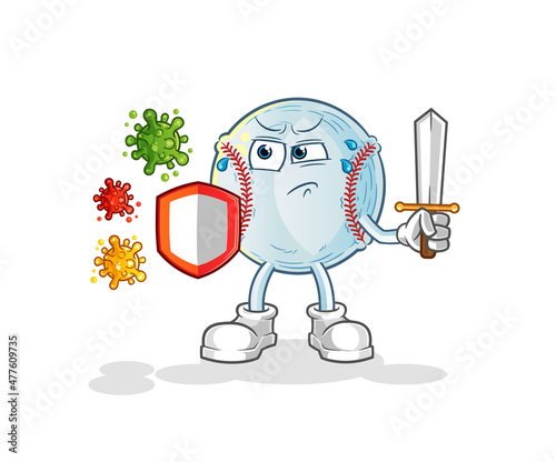 baseball against viruses cartoon. cartoon mascot vector