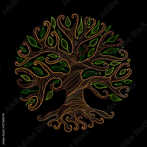 Art tree with roots for your design