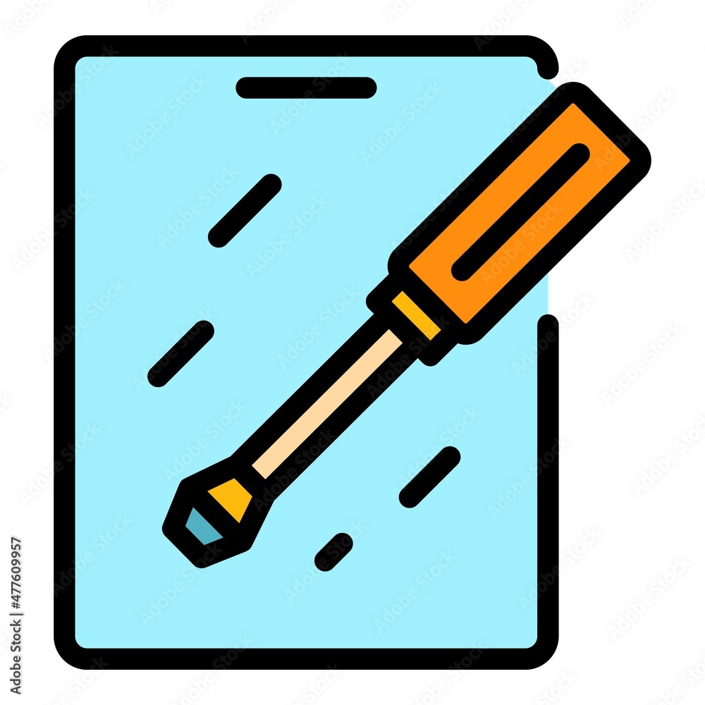 Repair tablet icon. Outline repair tablet vector icon color flat isolated Repair tablet icon. Outline repair tablet vector icon color flat isolated