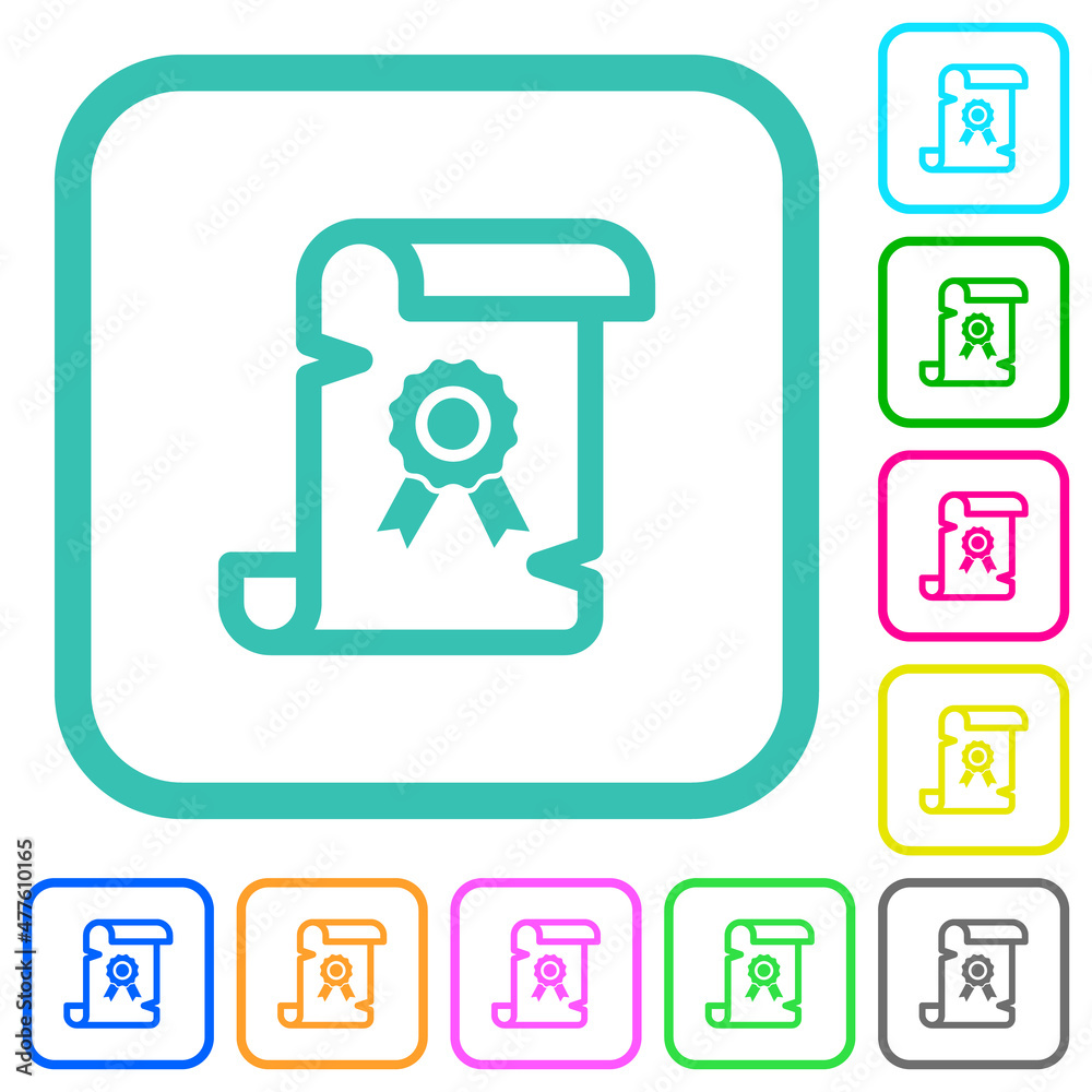 Old certificate vivid colored flat icons Old certificate vivid colored flat icons