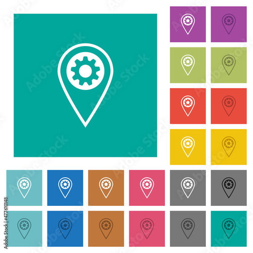 GPS location settings square flat multi colored icons