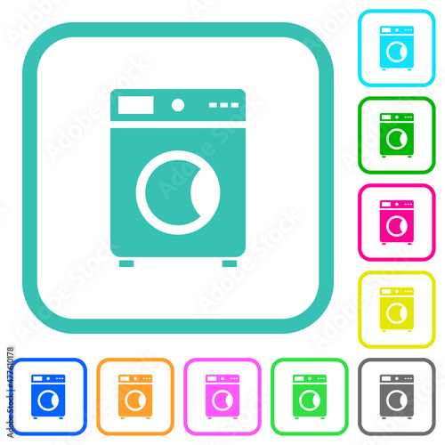 Washing machine vivid colored flat icons