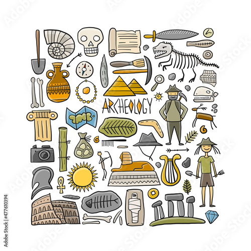 Archeology ancient history. Art frame for your design
