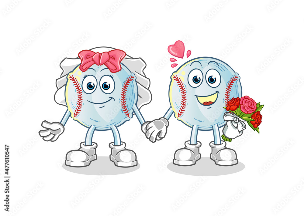 Obraz premium baseball wedding cartoon. cartoon mascot vector