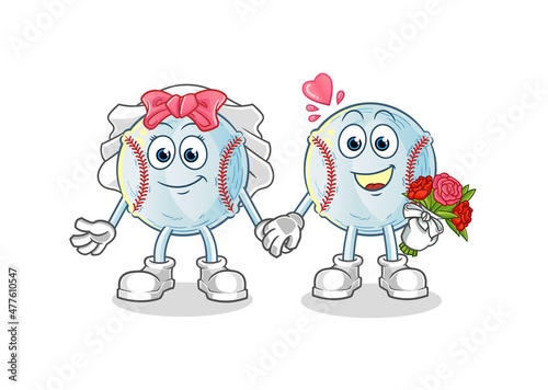 baseball wedding cartoon. cartoon mascot vector