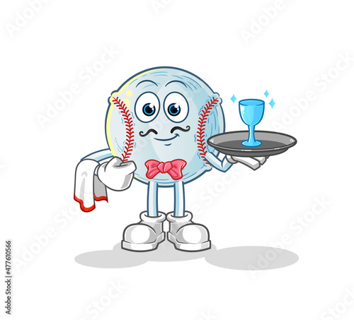 baseball waiter cartoon. cartoon mascot vector