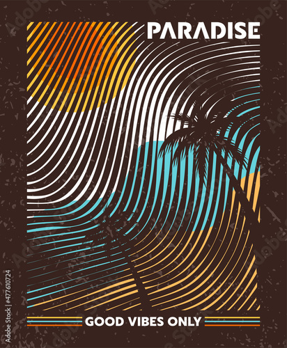 Beach paradise line art poster concepts