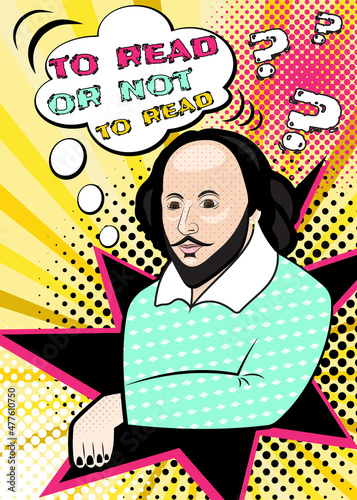 William Shakespeare pop art banner do you read books sign poster reading book