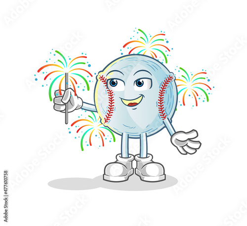 baseball with fireworks mascot. cartoon vector