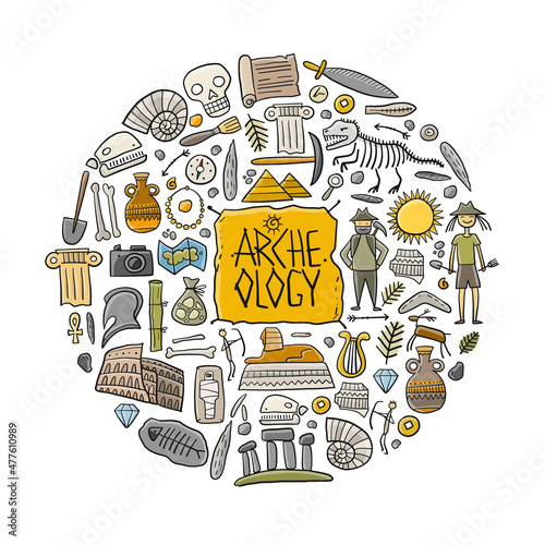 Archeology ancient history. Art frame for your design