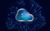 US Dollar Icon in Metallic Cloud Representing Business and Currency