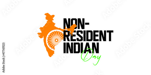 Conceptual Banner Design for Non-Resident Indian Day. Editable Illustration of Indian Map. photo