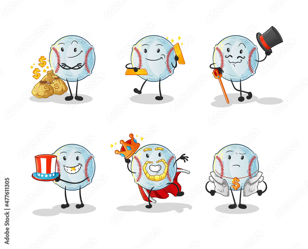 baseball rich character. cartoon mascot vector baseball rich character. cartoon mascot vector