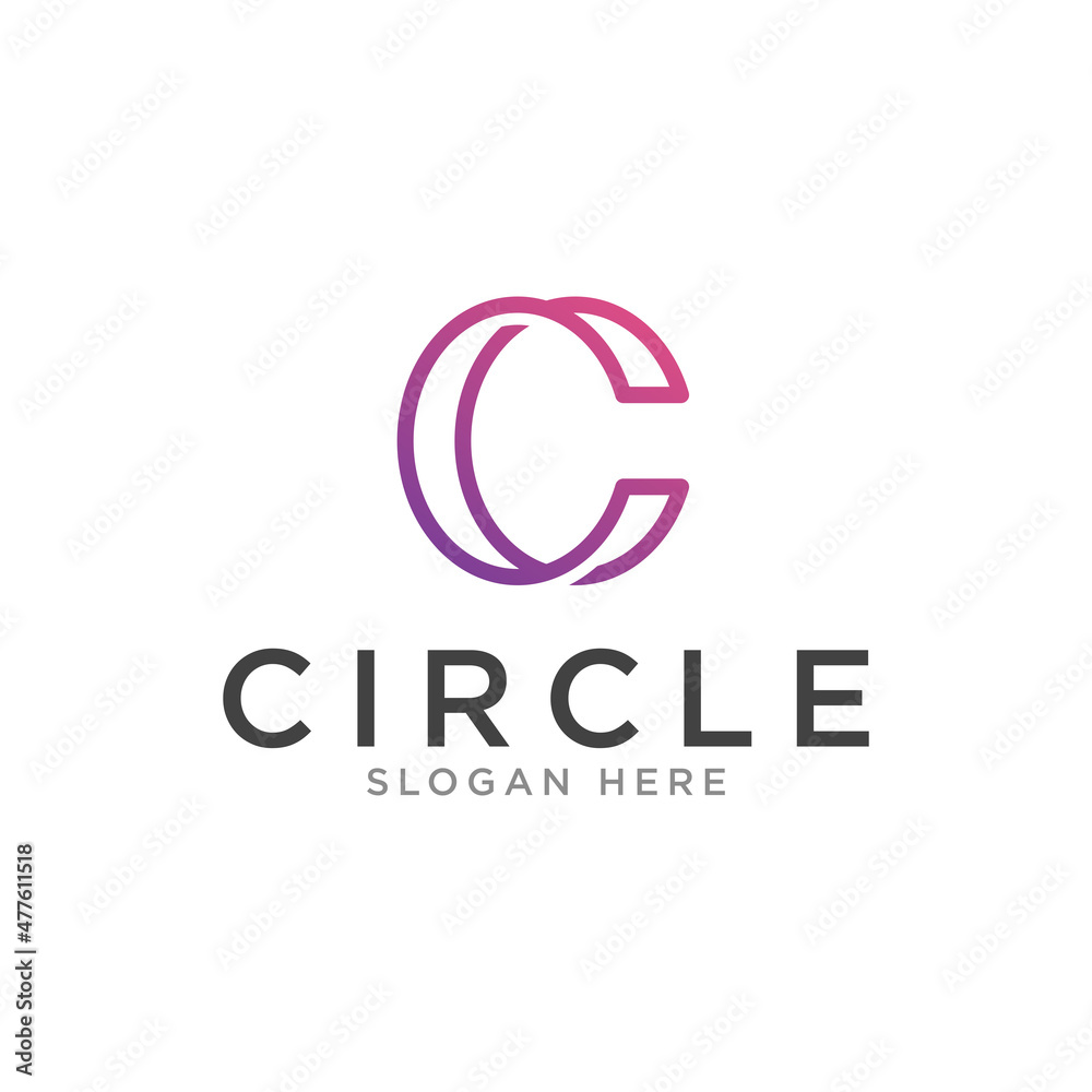 letter C logo template flat pink and purple color style letter C logo template flat pink and purple color style