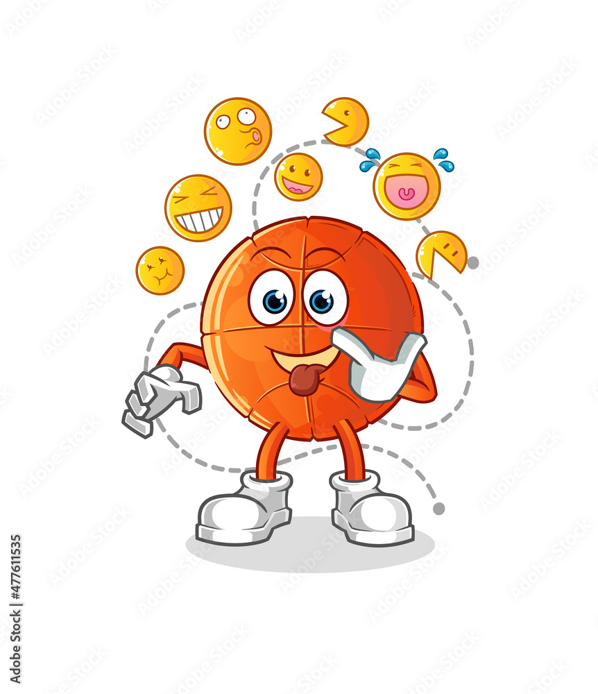 basketball laugh and mock character. cartoon mascot vector basketball laugh and mock character. cartoon mascot vector