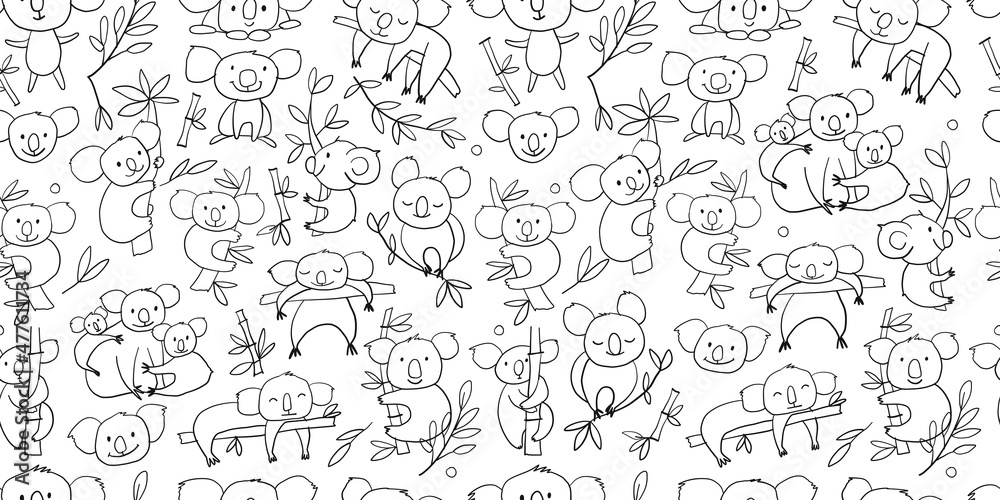 Cute Koala Family. Seamless Pattern for your design
