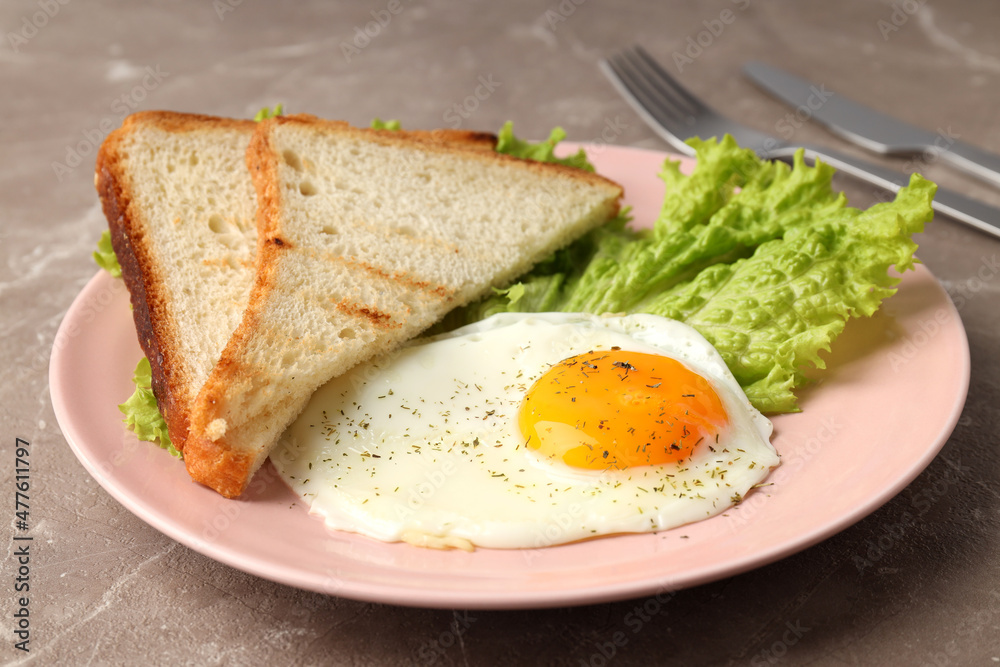 Concept of tasty breakfast on gray textured background Concept of tasty breakfast on gray textured background