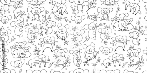 Cute Koala Family. Seamless Pattern for your design