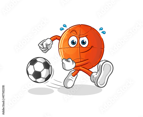 basketball kicking the ball cartoon. cartoon mascot vector