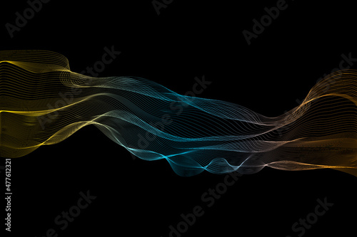Abstract multicolored fractal lines on black background