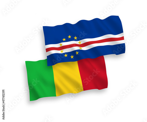 Free Download National vector fabric wave flags of Republic of Cabo Verde and Mali isolated on white background. 1 to 2 proportion. - GFXLoad