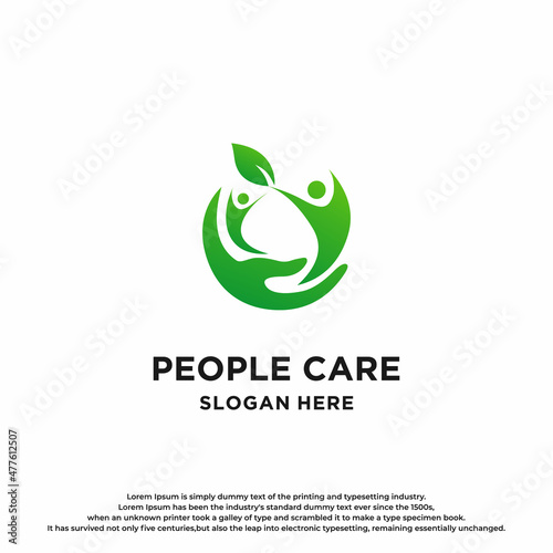 Creative People Care with Green Leaf Logo Design.