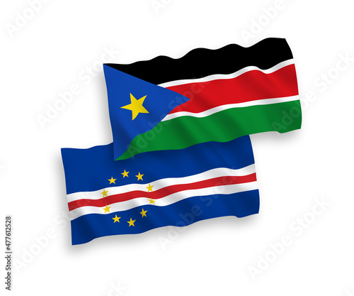 National vector fabric wave flags of Republic of Cabo Verde and Republic of South Sudan isolated on white background. 1 to 2 proportion. Free Download National vector fabric wave flags of Republic of Cabo Verde and Republic of South Sudan isolated on white background. 1 to 2 proportion. - GFXLoad