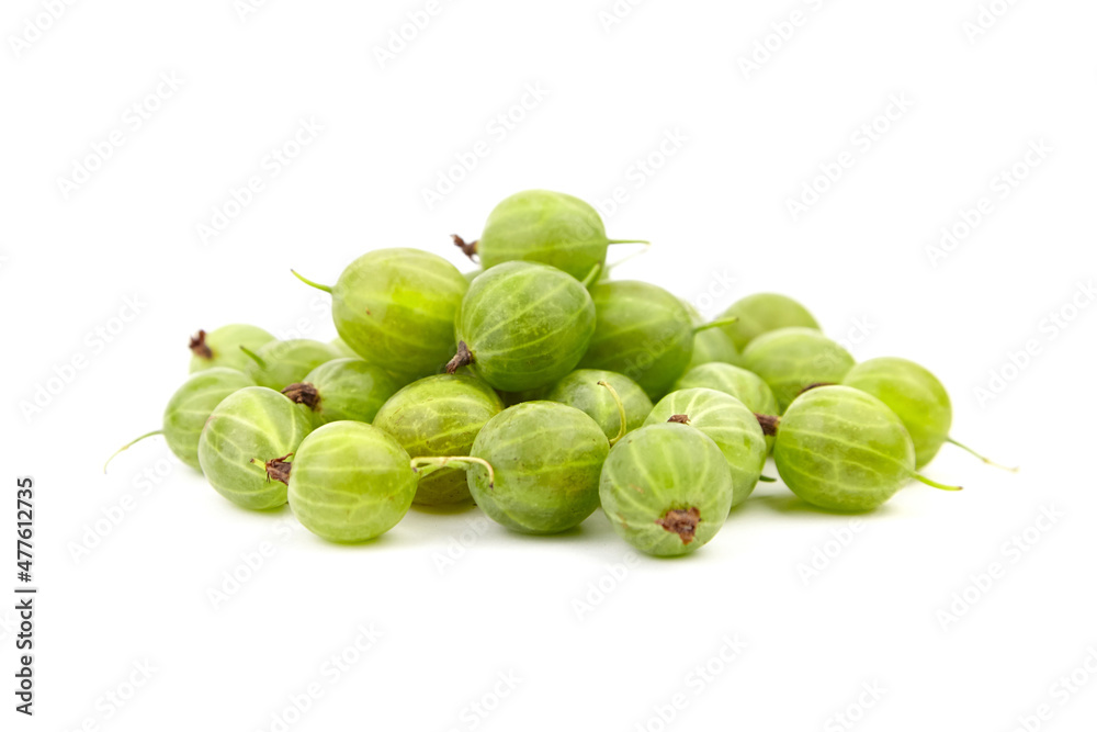 Gooseberry isolated on white background. Heap of green berries. Fresh gooseberry Gooseberry isolated on white background. Heap of green berries. Fresh gooseberry