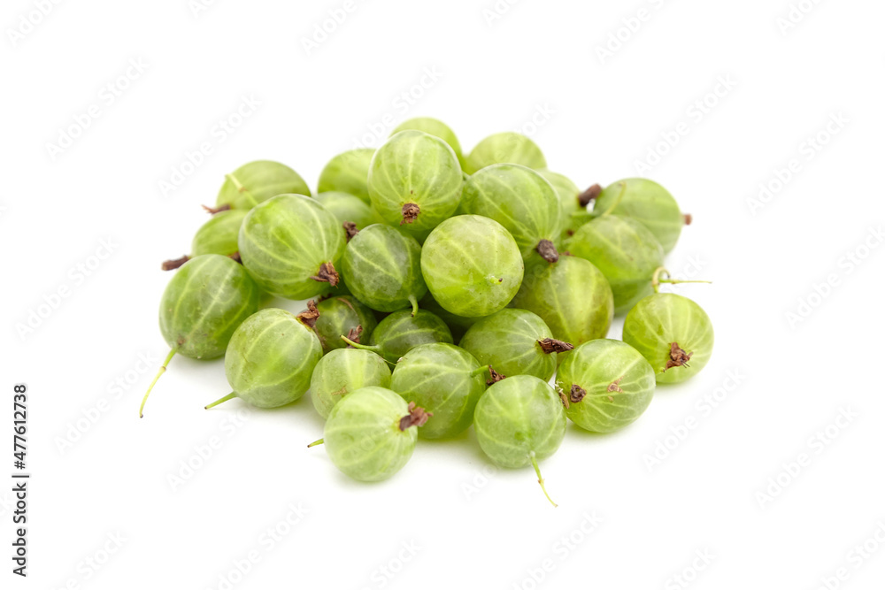 Gooseberry isolated on white background. Heap of green berries. Fresh gooseberry Gooseberry isolated on white background. Heap of green berries. Fresh gooseberry