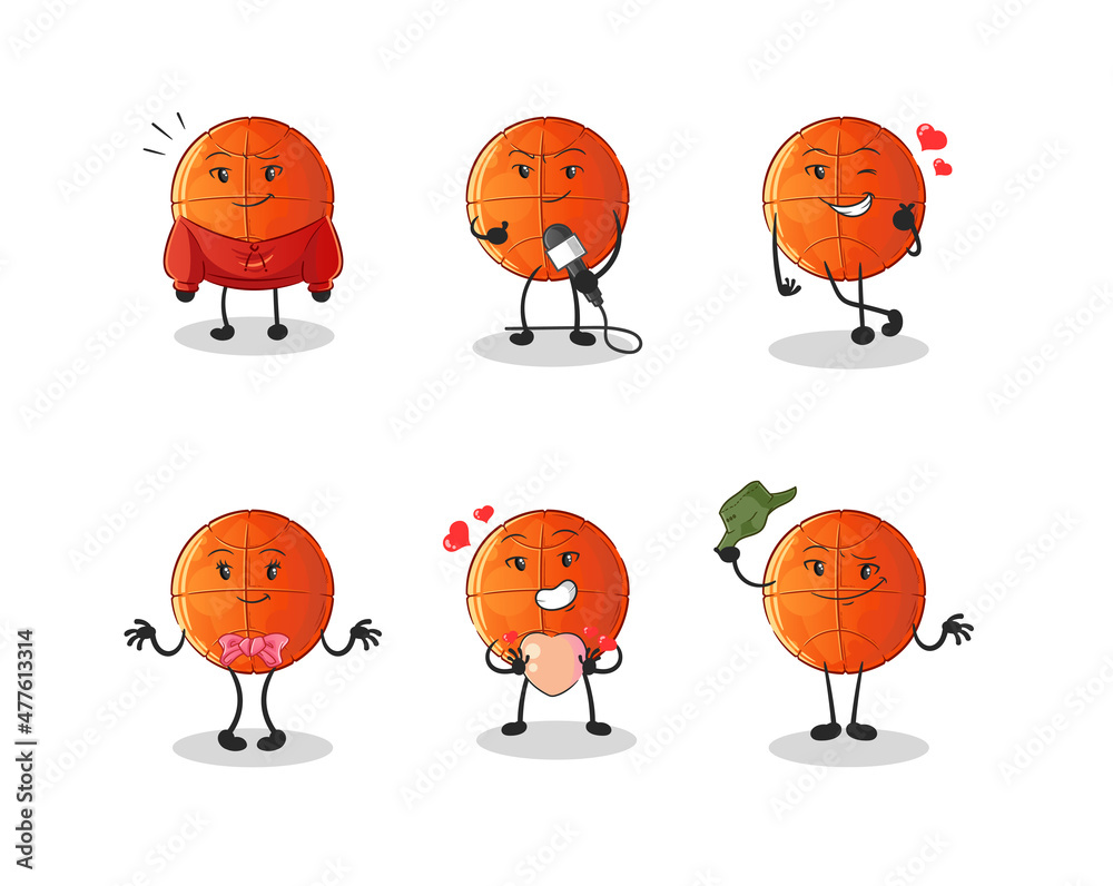 basketball korean culture group character. mascot vector basketball korean culture group character. mascot vector