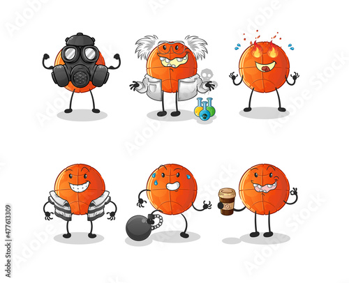 basketball villain group character. cartoon mascot vector