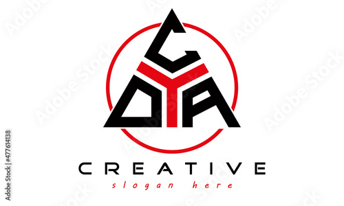 triangle badge with circle OCA letter logo design vector, business logo, icon shape logo, stylish logo template