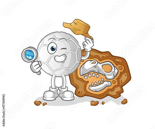 hand ball archaeologists with fossils mascot. cartoon vector