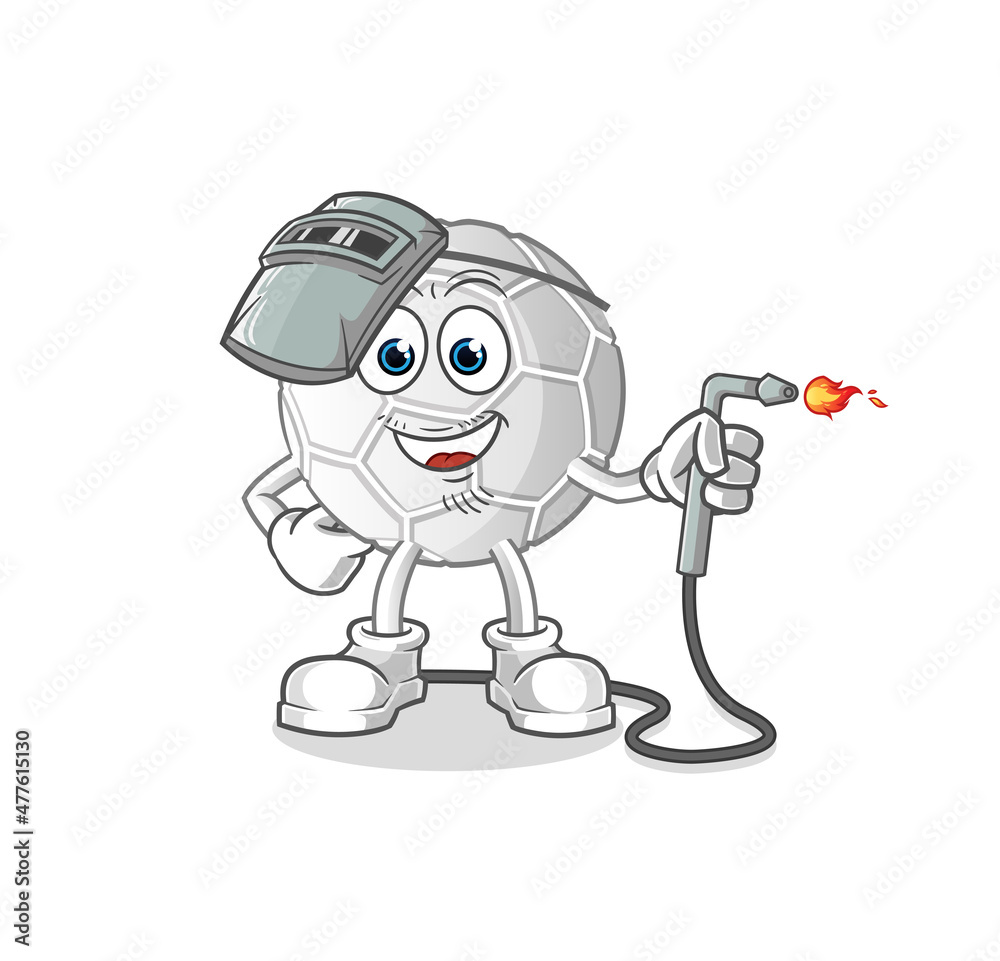 hand ball welder mascot. cartoon vector