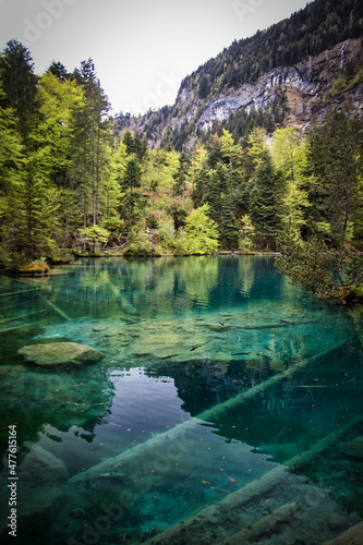 Blausee Kandergrund Switzerland in spring with blue water
