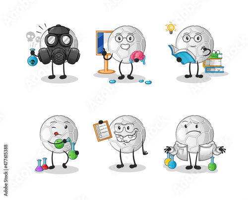 hand ball scientist group character. cartoon mascot vector