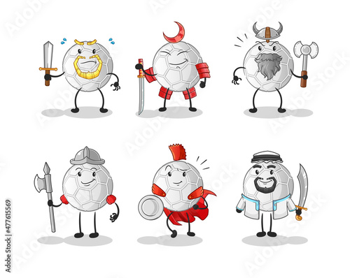 hand ball warrior group character. cartoon mascot vector