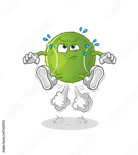 tennis ball fart jumping illustration. character vector