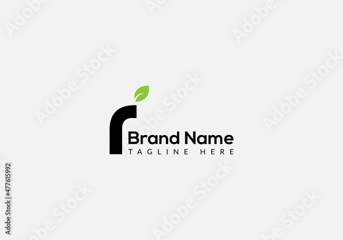 Abstract r letter modern initial lettermarks leaf logo design	 photo
