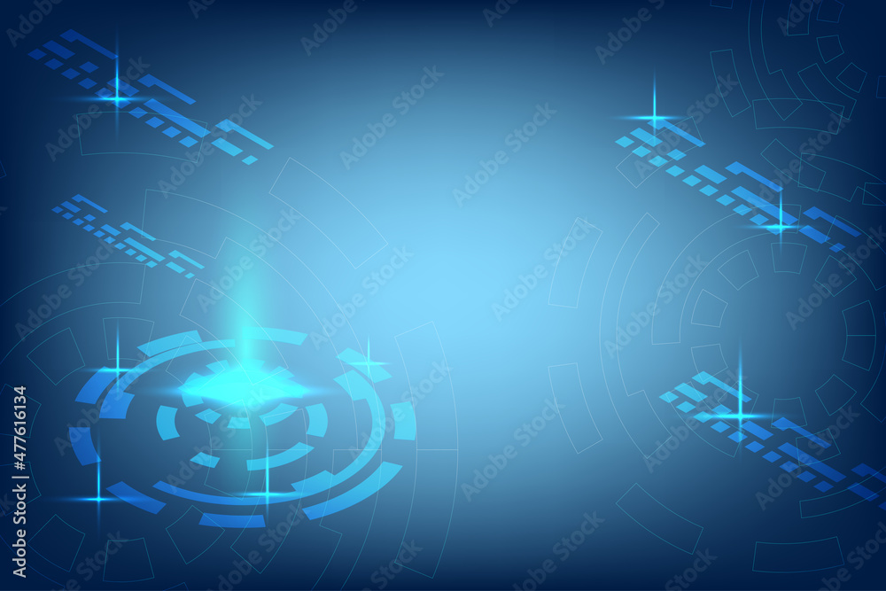 Isometric Background of technology  with splited redial. Blue Abstract network communication template with security concept. Artificial Innovation Intelligence space for design.