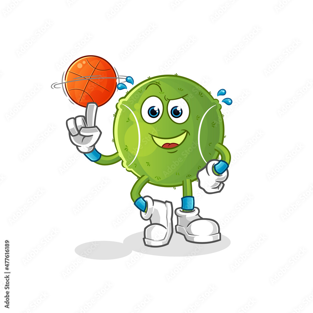Obraz premium tennis ball playing basket ball mascot. cartoon vector