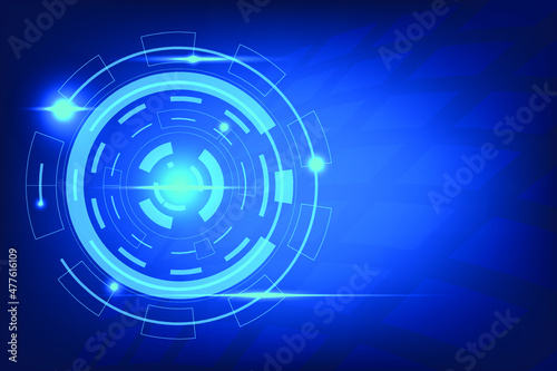 Abstract Netwokr security structure. Artificial intelligence abstract background with part of redial. Blue future circle with line and dot connection.