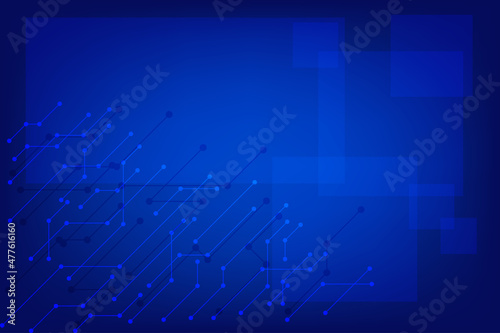 Abstract blue background of network and communication. Template for presentation with line and dot connection. Geometric background and innovation concept.