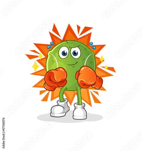 tennis ball boxer character. cartoon mascot vector