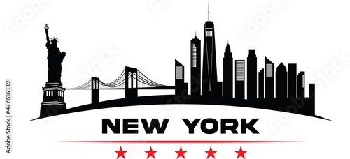 Photography new york skyline and usa flag