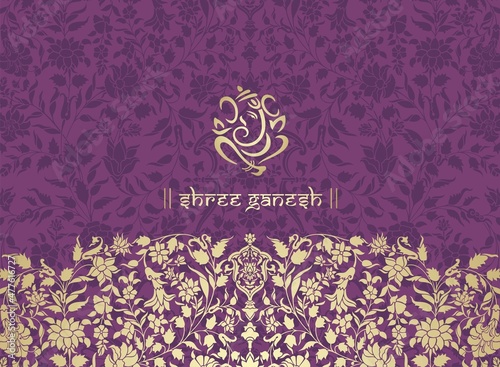 Ganesha, wedding card, royal Rajasthan, India	