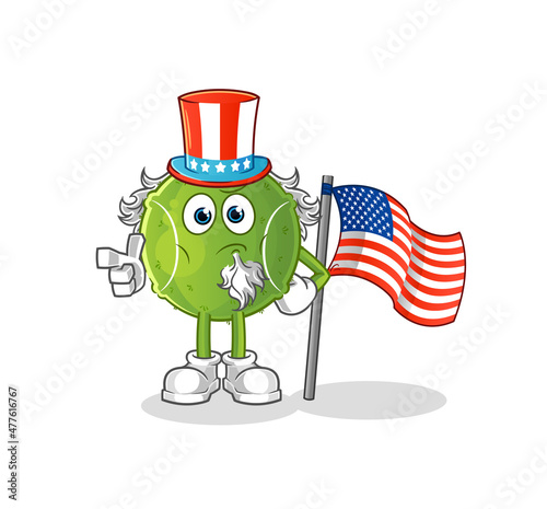 tennis ball uncle sam character. cartoon mascot vector