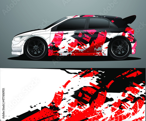 Rally car decal graphic wrap vector, abstract background
