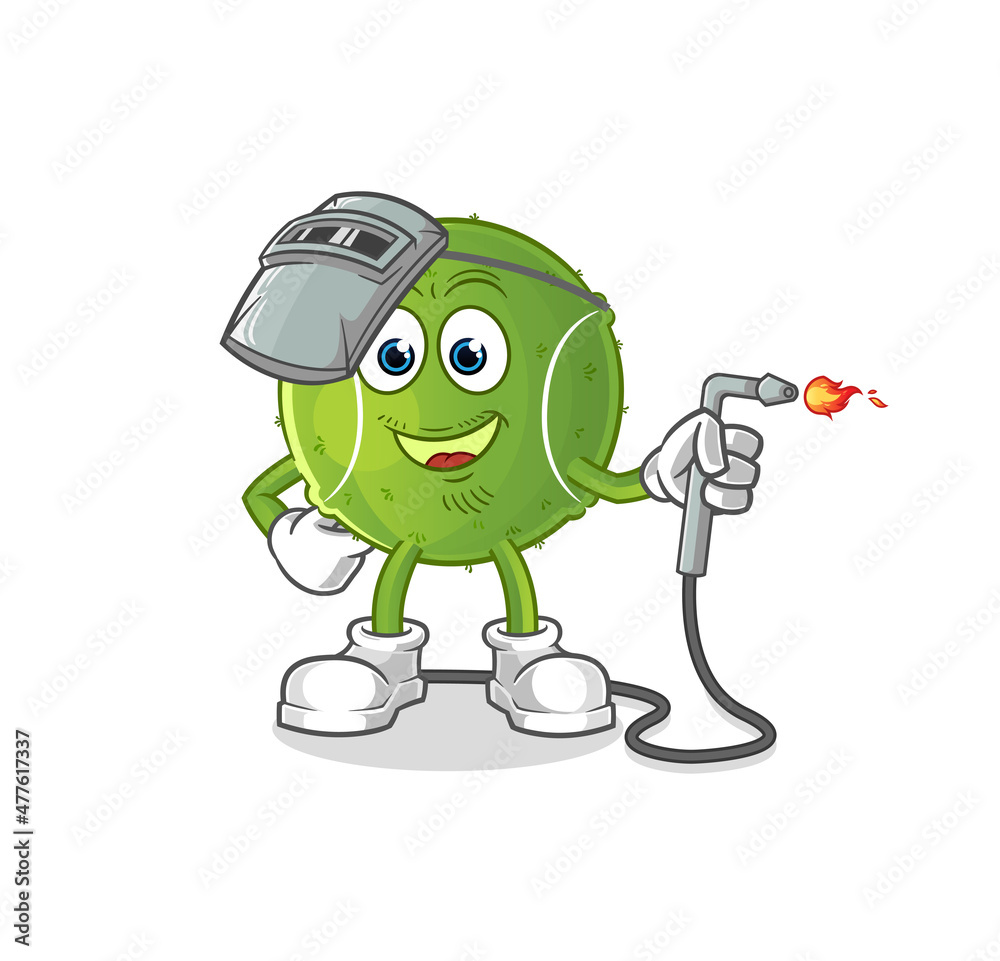 tennis ball welder mascot. cartoon vector tennis ball welder mascot. cartoon vector